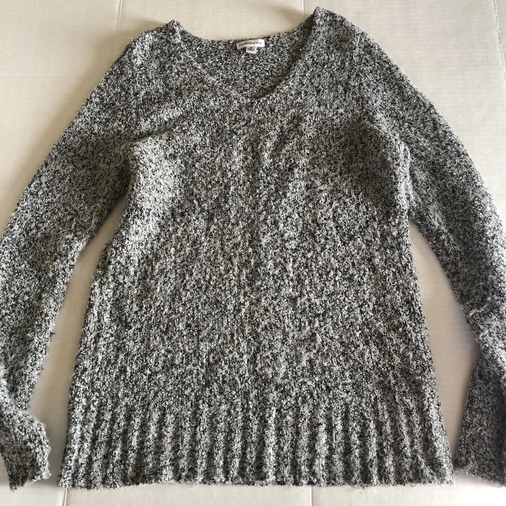 Croft & Barrow Gray Fuzzy Comfy Pullover Sweater Women's Sz M A2848
